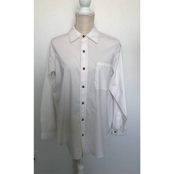 Re/Done White Oversized Contrast Stitching Cotton Buttondown Shirt - M - Picture 2 of 9